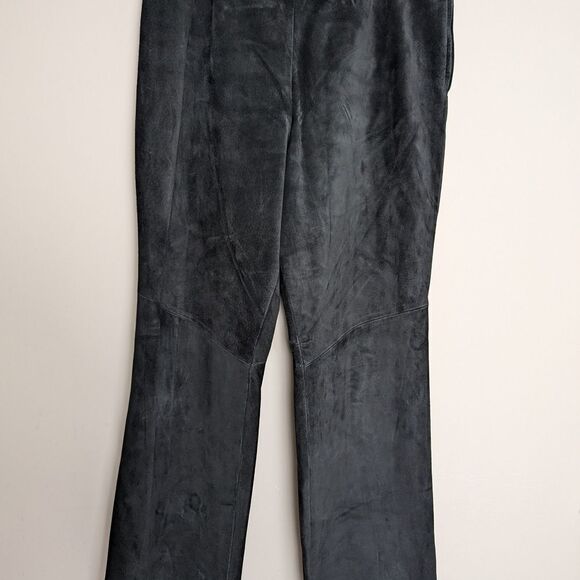 Vintage Danier Black Suede Bootcut Pants Size 12 Made in Canada, Lined - Picture 1 of 8